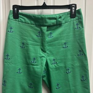 Green Pants with Anchor Embroidery